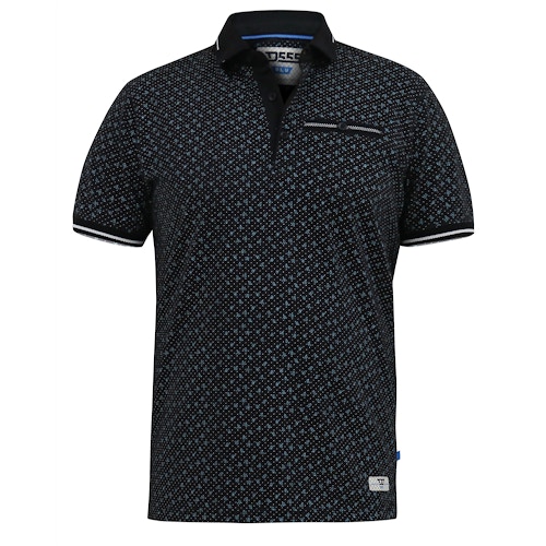 D555 Wilson AOP Polo Shirt With Jacquard Collar Black